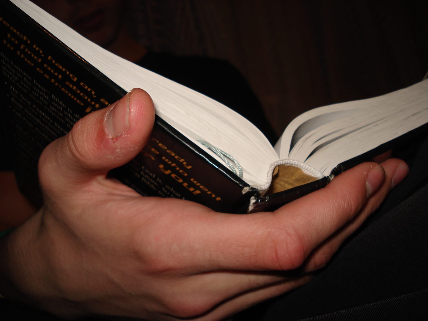 a person holding an open bible