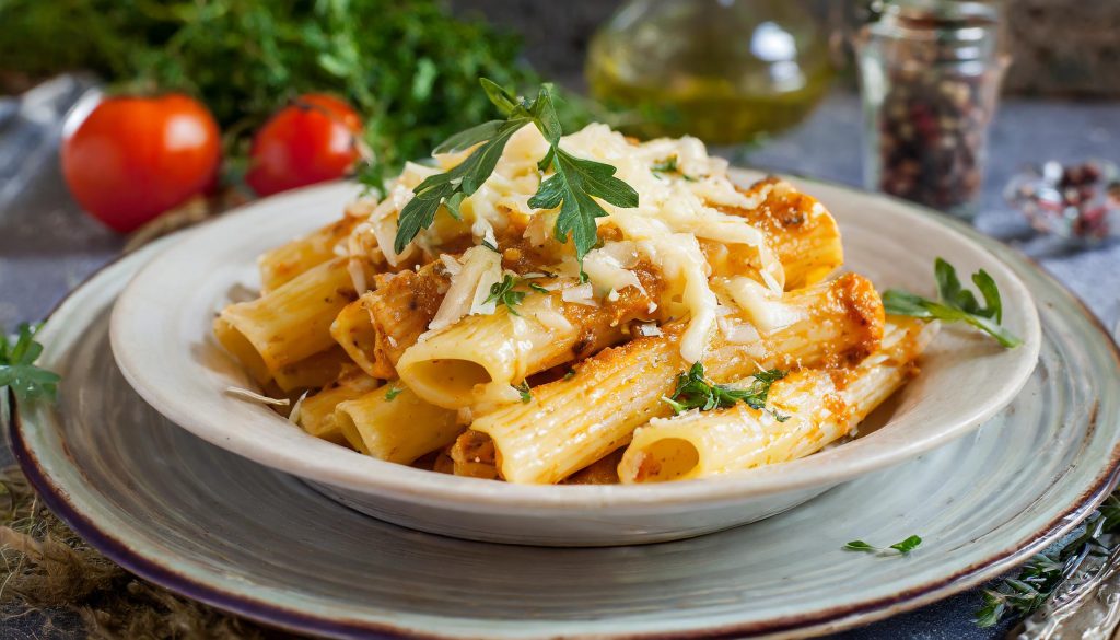 baked ziti with cheese and herbs
